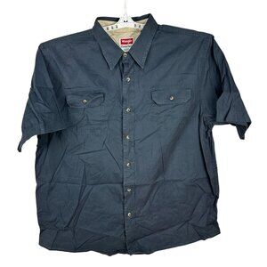 Wrangler Mens Premium Quality Dark Blue Short Sleeve Button-Up Shirt Size 2XL